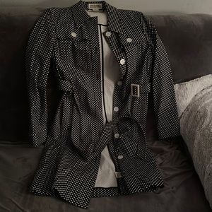 Michael kors polka dot trench coat L navy blue white